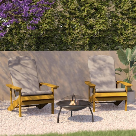 Flash Furniture Yellow Adirondack Chairs with Cream Cushions, 2PK 2-JJ-C14501-CSNCR-YLW-GG